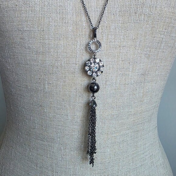 Lia Sophia Silver and Black Beaded Necklace - Picture 3 of 9